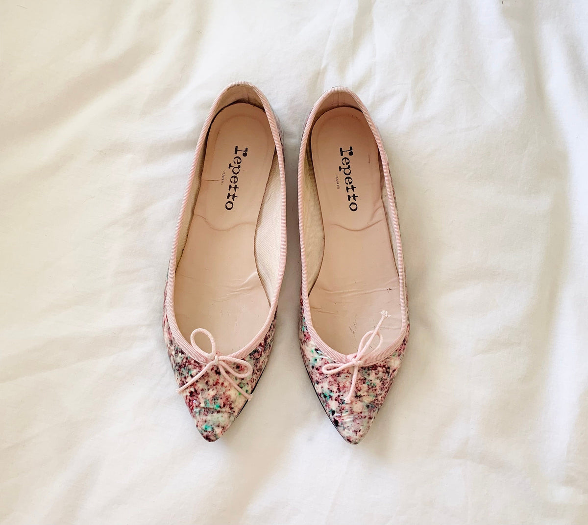 Y2K Repetto Pink Confetti Pointed Toe Ballet Flats - 6.5 to 7