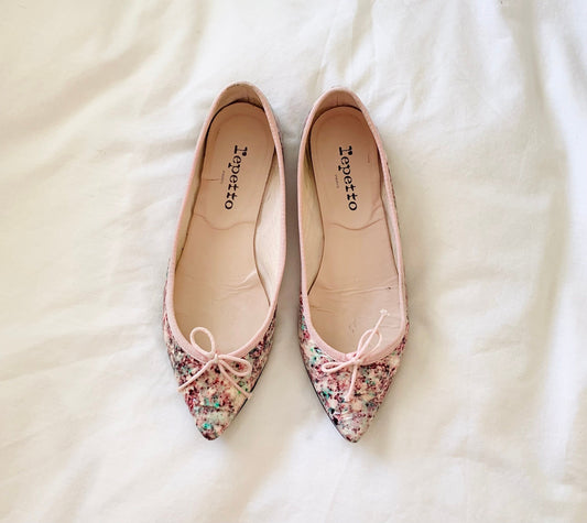Y2K Repetto Pink Confetti Pointed Toe Ballet Flats - 6.5 to 7