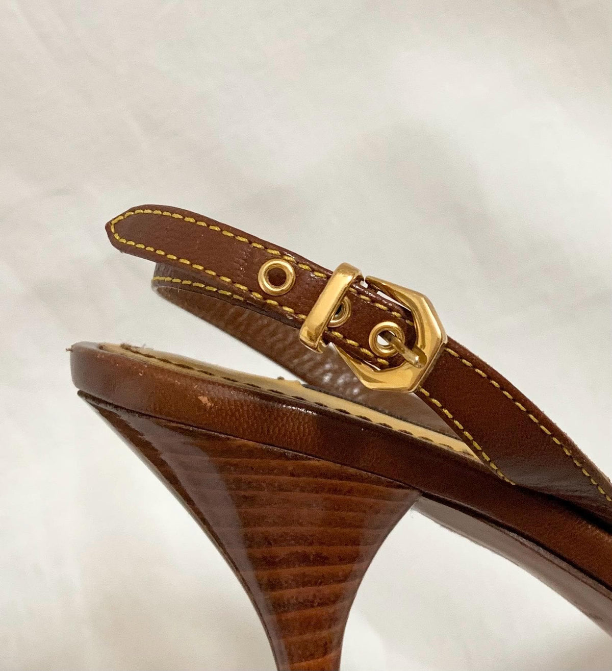 Rare Y2K Louis Vuitton Silk Scarf Print Slingback Kitten Heels - 7.5