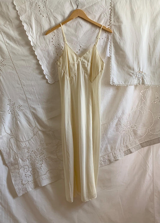 30s 40s White Satin Slip Dress