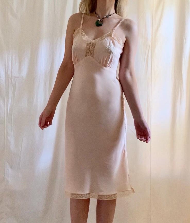 30s Embroidered Bows Midi Slip Dress - XS to Small