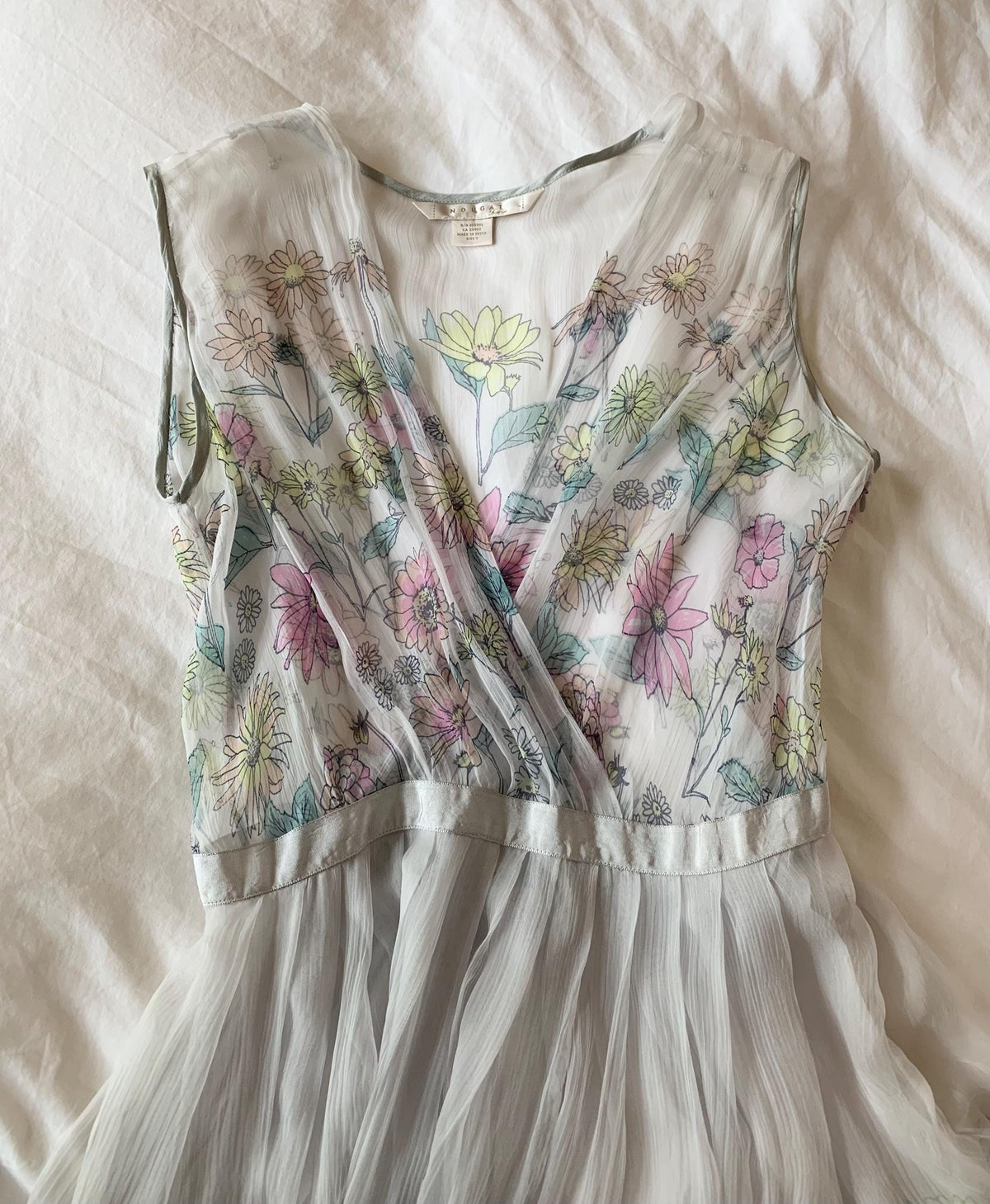 90s Nougat London Sheer Silk 50s Style Dress - Medium
