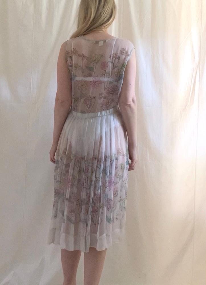 90s Nougat London Sheer Silk 50s Style Dress - Medium