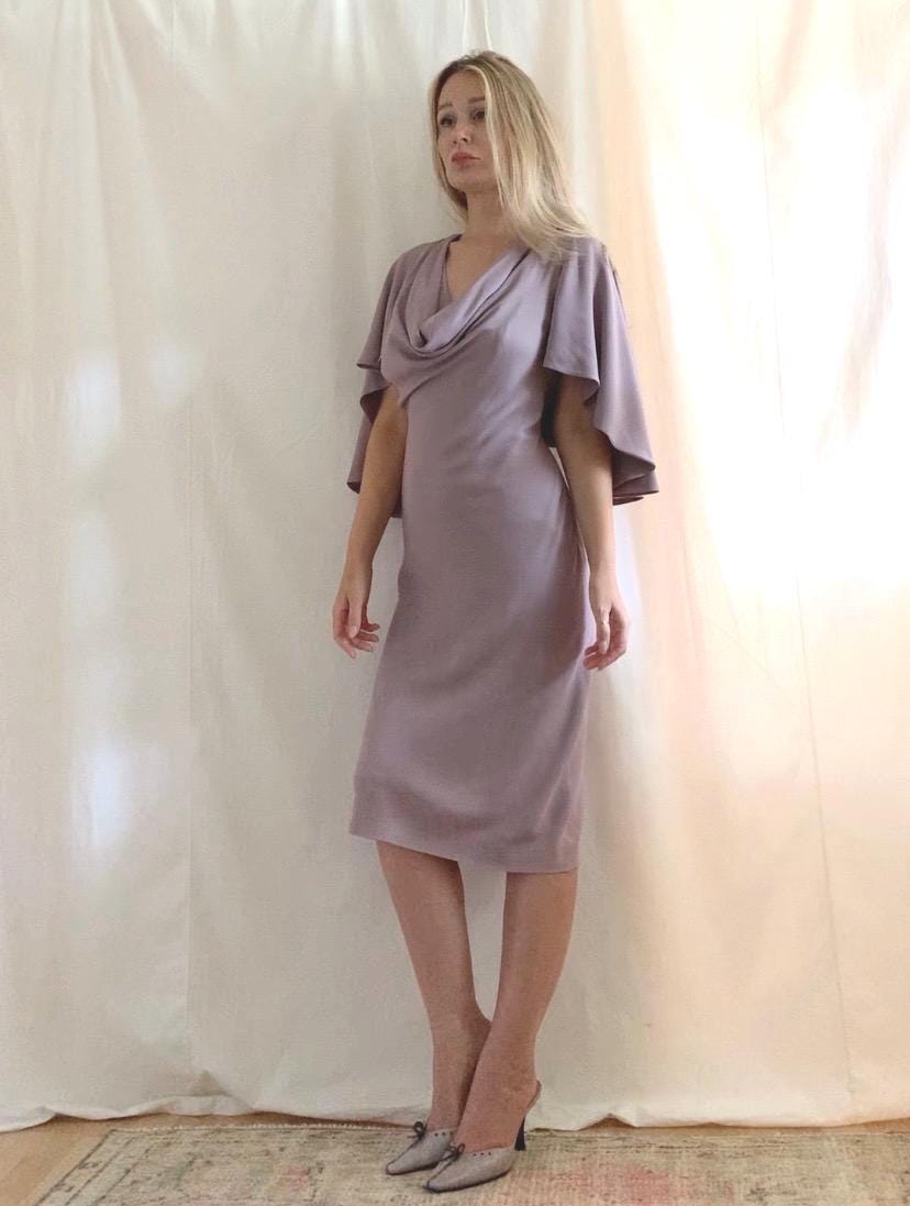 Y2K Alexander McQueen Draped Shawl Midi Dress - Small to Medium