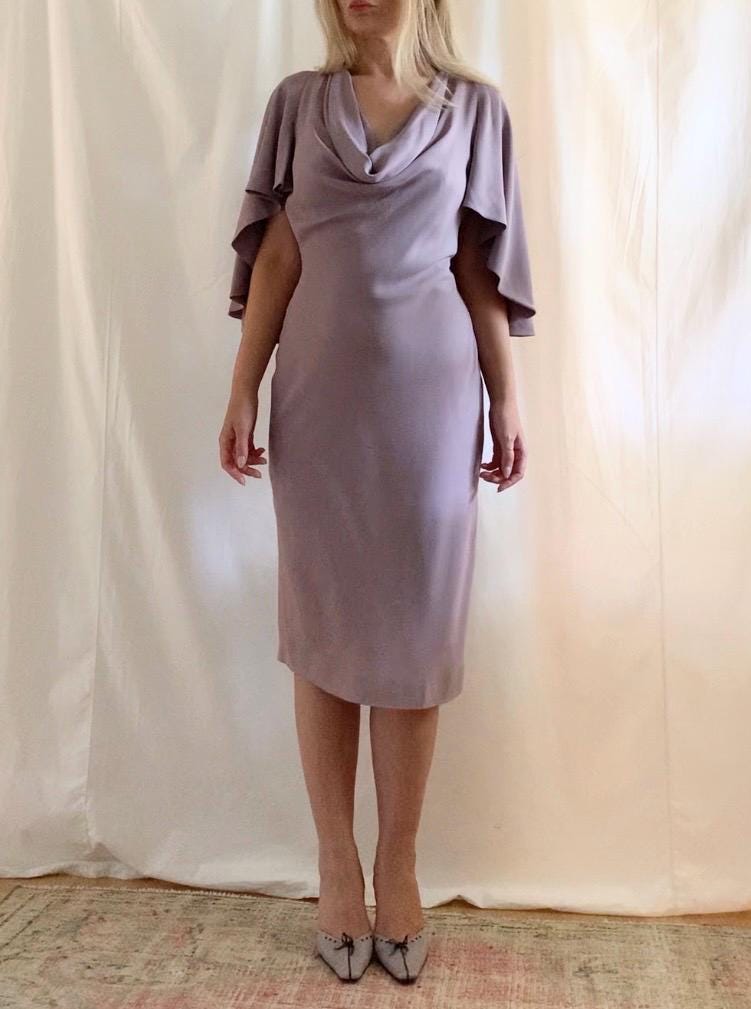 Y2K Alexander McQueen Draped Shawl Midi Dress - Small to Medium