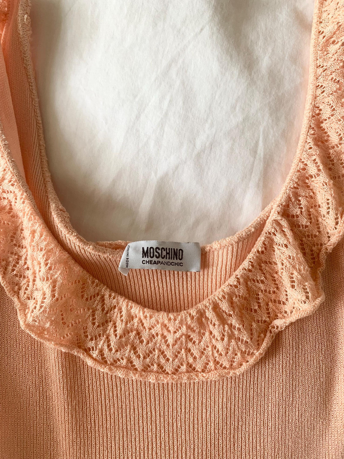 Y2K Peach Moschino Cheap and Chic Knit Mini Dress - XS to Small