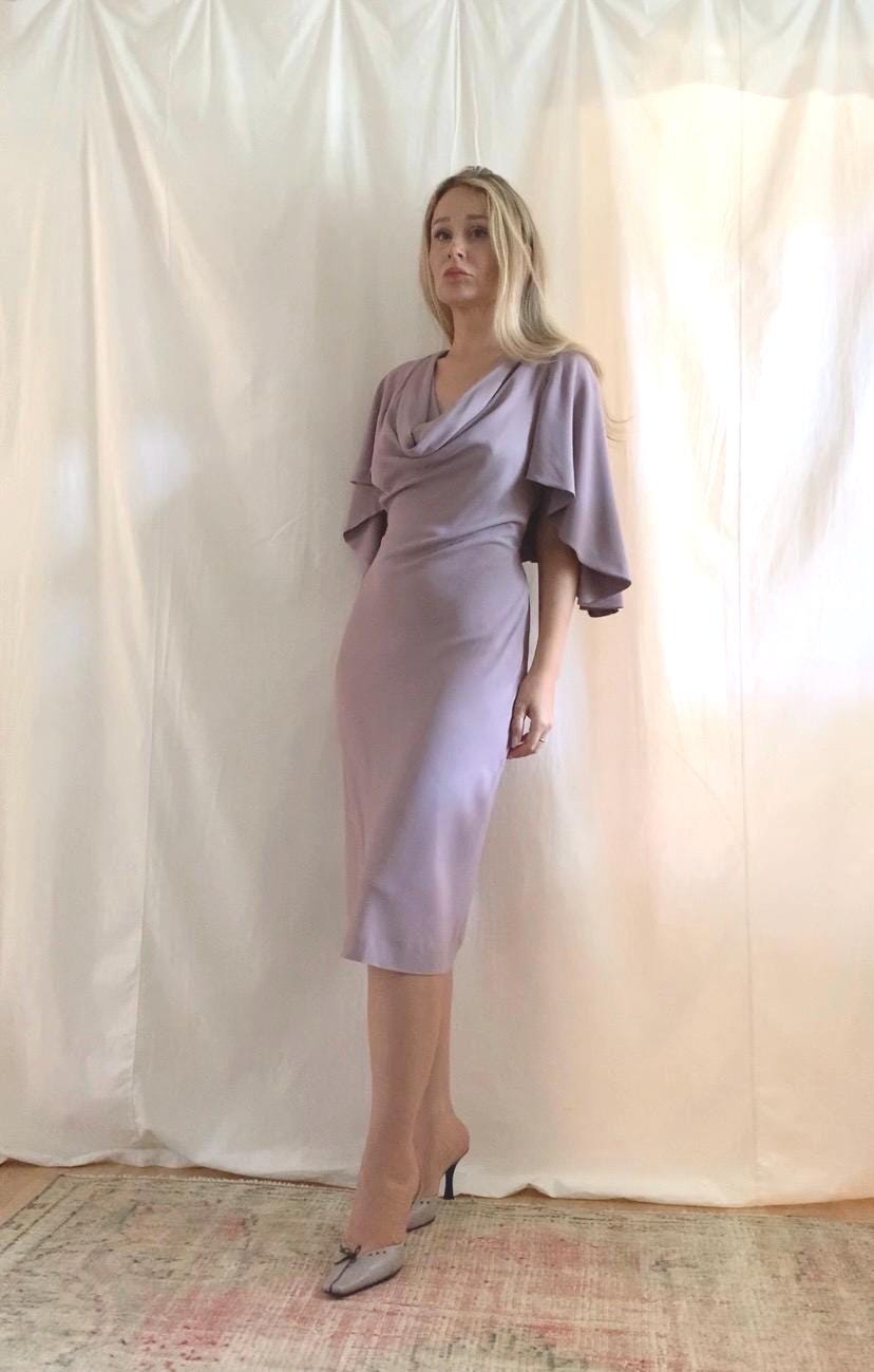 Y2K Alexander McQueen Draped Shawl Midi Dress - Small to Medium